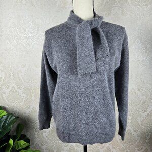 J H Collectibles Size Medium Gray Sweater Lambswool/Angora Blend Tie Neck